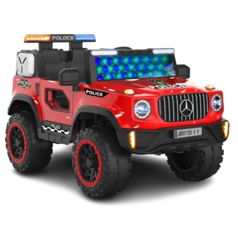 Kids Electric Police Jeep 4×4 – 12V Battery-Red