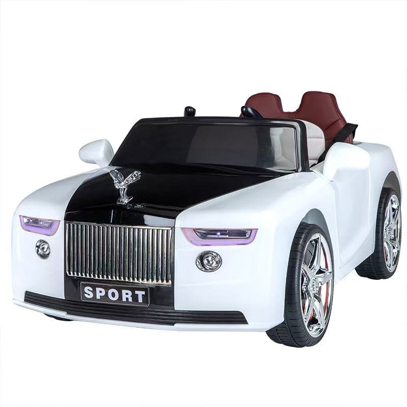 ORBIC KIDS Rolls Royce Battery Ride-On Car with Leather Seat- White